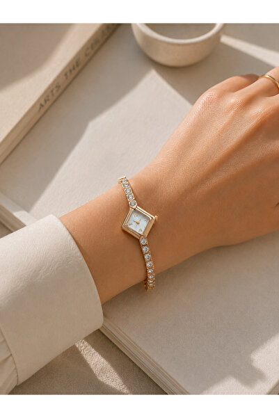 Boris Accessory Women's Wristwatch with Stones, Vintage Square Dial, Colorfas...