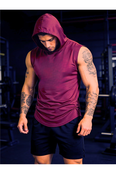 CAZZ SPORTS Kapşonlu Fitness Atleti -GYM Fitness Tank Top -Boks Antrenman Kap...