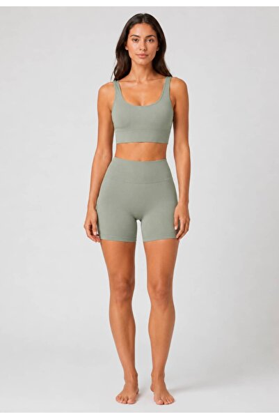 REAL DREAM Women's Seamless Push up Sports Shorts - Gathering High Waist