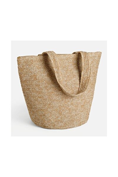 OEM Ecru Straw Beach Bag , Large and Spacious, Summer Style, 49x29x37cm