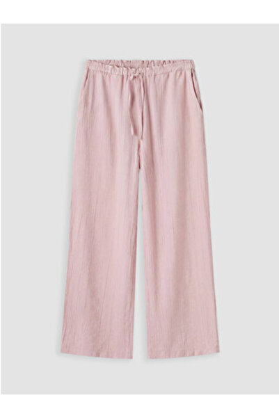 LC Waikiki New Season Pink Textured Women's Trousers with Elastic Waist