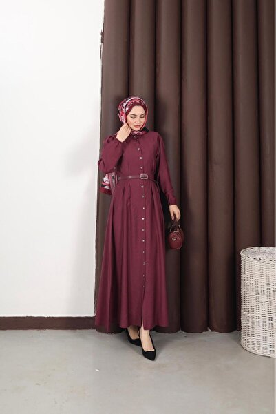 butik hira فستان حجاب من قماش المودال بأزرار