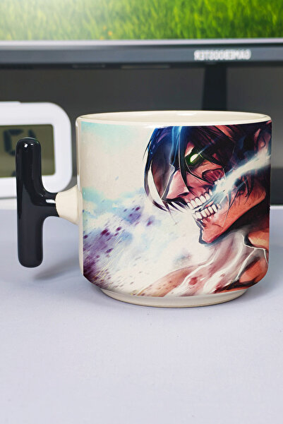 ZipZap Attack on Titan Anime Printed Ceramic Luxury Mug (1 Piece) T-Shaped Sp...