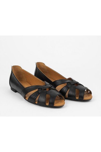 PİERRO SHOES Genuine Leather Knitted Detailed Casual Women's Ballerinas