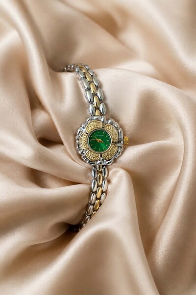 İnogge Sietta Emerald Duo – Çiçek Kasalı Zümrüt Yeşili Kadranlı İki Renkli Za...