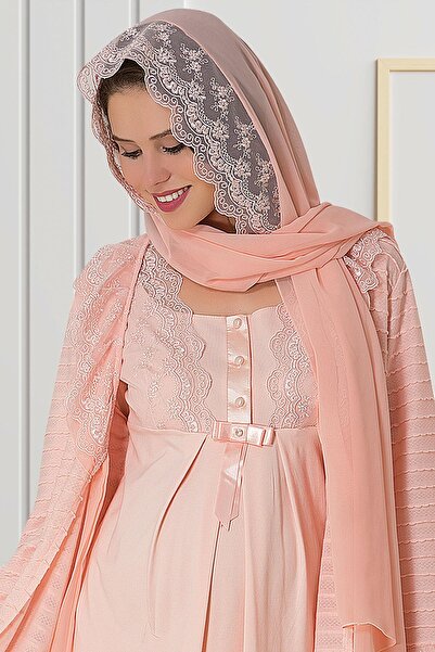 Lohusa Homewear Women's Powder Lace Detailed Chiffon Maternity Shawl