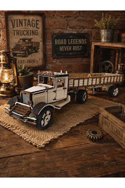 Home Ahşap Dekoratif, Krem Renk -300 Parça 3d Puzzle- Kamyon,Tır Maketi