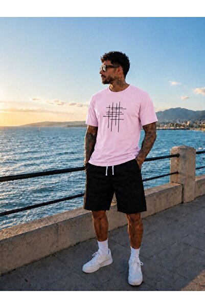 FAEL LİFE SET UNISEX CU TRICOU ȘI PANTALONI SCURTĂ CU TĂIȘ LARG ȘI IMPRIMEU C...