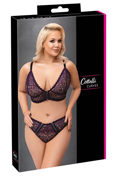 Cottelli Дамско бельо – Комплект сутиен CURVES лилав 3XL 3XL – Бралет със зак...