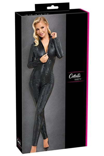Cottelli Women's Lingerie – PARTY Jumpsuit Snake 2XL Grey, 2XL – With long sl...