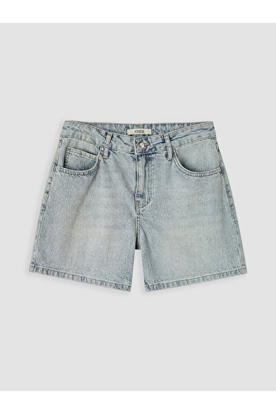 LC Waikiki Nevavm High Waist Mom Fit Women's Jean Shorts with Difference