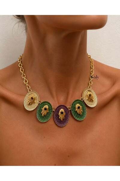 neslyaccessories Fatma Ana Eli Detailed Necklace with Mine Detail