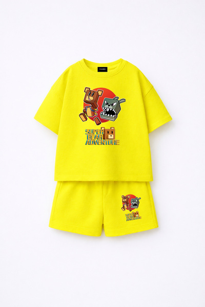 fasardi Super Bear Adventure Süper Ayı Baskılı Oversize %100 Pamuk Tişört Şor...