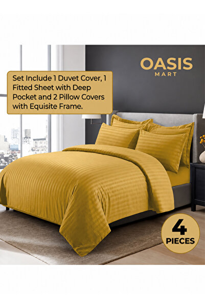 Generic 4-Piece Luxury King Size Striped Bedding Set – Duvet Cover 220×240 cm...