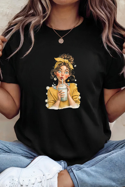 Sarah's Boutique Women's T-shirt – 100% cotton – Bubble Coffee