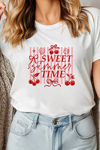 Sarah's Boutique Women's T-shirt – 100% cotton – Cherry Stripes