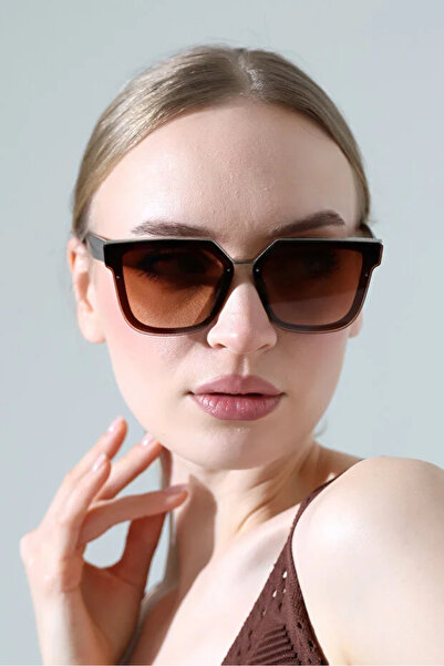 Violon Women's Dark Brown Frame Brown Glass Sunglasses