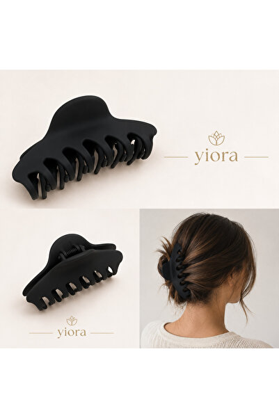 yiora مشبك أسود غير لامع مضاد للانزلاق مقاس L