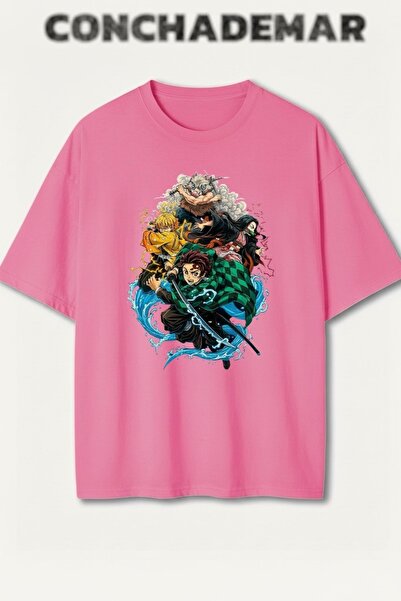 Vordevia Demon Slayer Printed Colorful Oversize T-Shirt Printed Premium Overs...