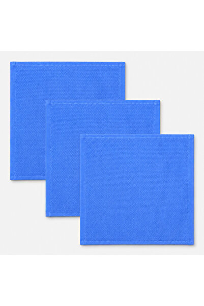 MONTICELLO HOME 3'lü Set 25x25 cm Mavi Pike Mutfak Peçetesi %100 Pamuk