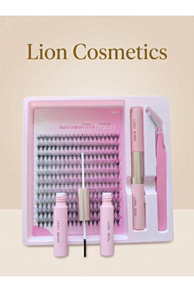 lion cosmetics 200 Adet 20P 0.1D MIX Küme Kirpik Seti Yapıştırıcı ve Cımbız D...