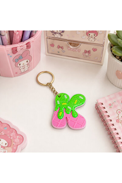 florealFlowers Letter K Keychain Colorful and Sweet Design