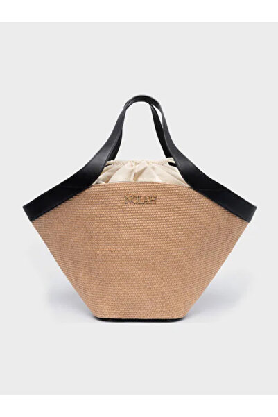 Nolah Γυναικεία Ψάθινη Τσάντα Θαλάσσης Alessa Beige Black