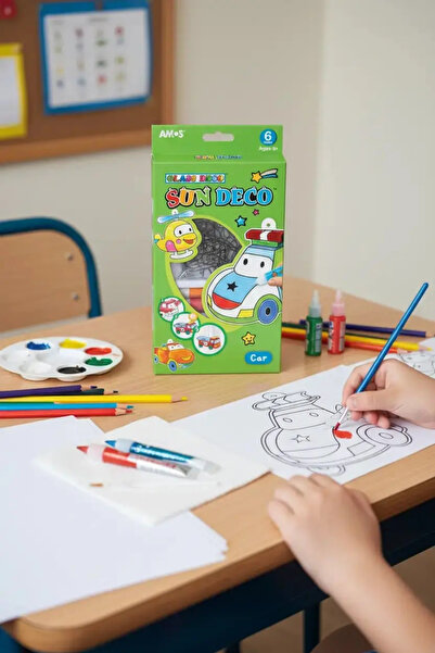 Miniso Amos Glass Painting Set Sun Deco Cars – Removable Sticker Activity Set...