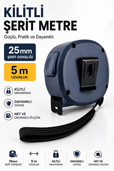 Badem10 Plastična meračka traka antracit 5 metara 25 mm zaključiva meračka tr...