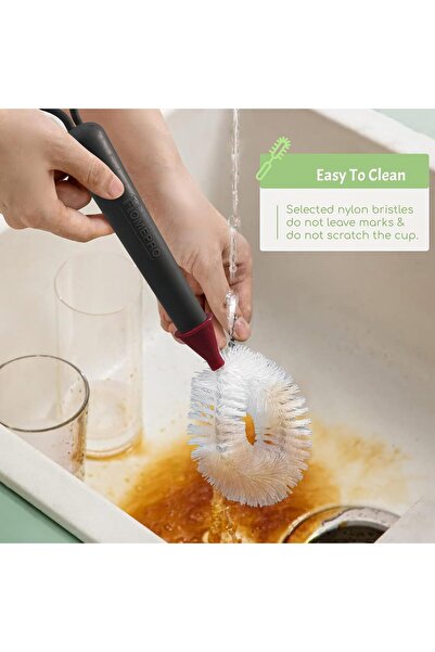 HOMEPRO bottle brush cleaner long handle with Silicone Bristle Head, cup brush for Baby Bottles, Thermos, Stanley Cup