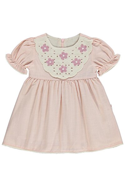 Civil Baby Yaka Çiçek Nakış 6-18 Ay Elbise - Pembe