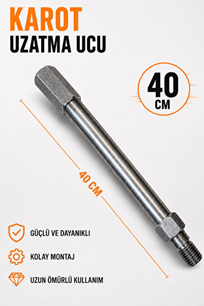 Badem10 Karot Uzatma Ucu 40 Cm Profesyonel Kullanıma Uygun Dayanıklı Çelik Gö...