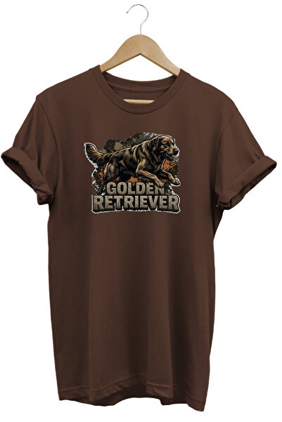 WİDİ Unisex Golden Retriver Printed T-Shirt - Hunter Dogs Series Crew Neck Co...