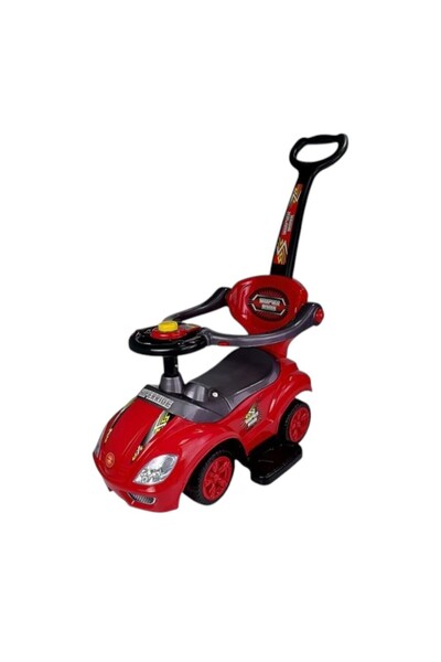 LeanToys Mașinuță Mega premergator 3 în 1 pentru copii mici, cu mâner, roșie,...