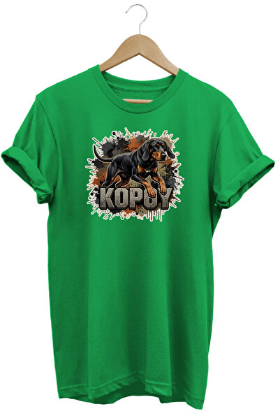 WİDİ Unisex Basset Hound Printed T-Shirt - Hunter Dogs Series Crew Neck Cotto...
