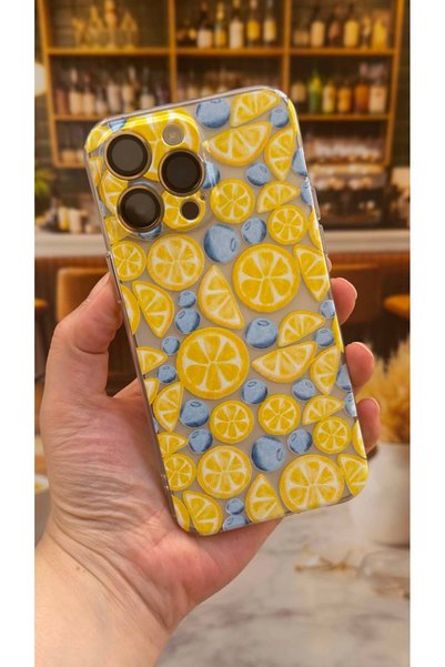 Vip Case Iphone 14 pro max compatible lemon patterned transparent shock absor...