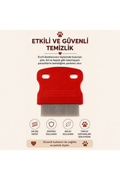 MİKOPET Kedi Köpek Bit ve Pire Tarağı Paslanmaz Çelik İnce Dişli Temizlik Tarağı