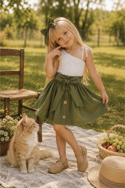 Tinypeople Girl's Summer Suit with Skirt, Stylish Holiday Outfit, Girl's Summ...