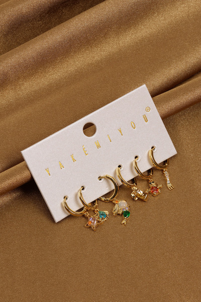 Süspüs Accessories Multiple Gold Color Yakemiyou Earrings