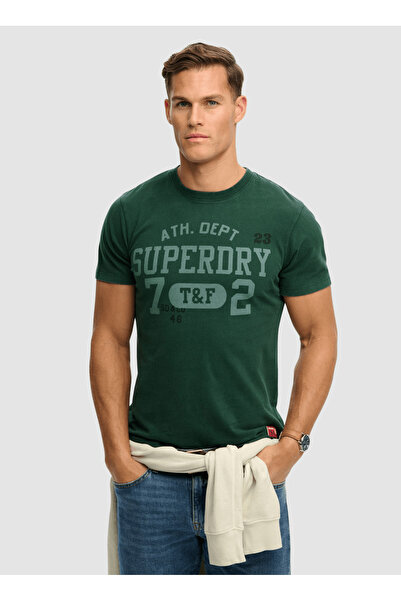 SUPERDRY Yeşil Erkek Relaxed Logo Baskılı T-Shirt M1012363A-27E VINTAGE PREP TEE