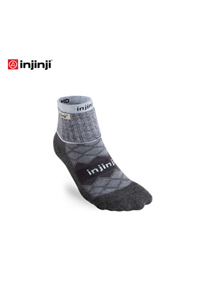 injinji WOMEN'S LINER + RUNNER MIDWEIGHT MINI CREW - XS/S - رمادي