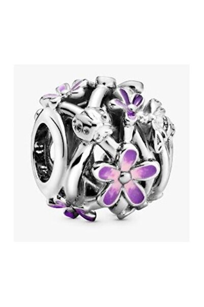 Pandora Charm tip Margareta violet cu structura dantelata - Argint 925