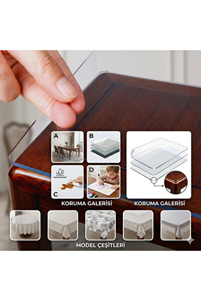 ALPSAN CARPET ALPSAN- 1.4 mm Şeffaf Masa Örtüsü - Kalın Cam PVC Masa Koruyucu...
