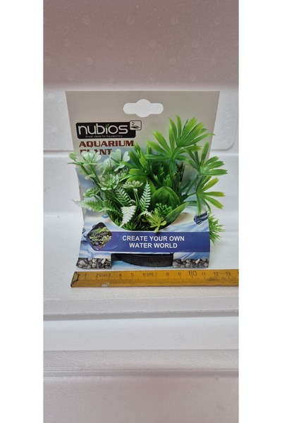 Nubios Akvaryum Yapay Plastik Yeşil Bitki 10 cm Q406