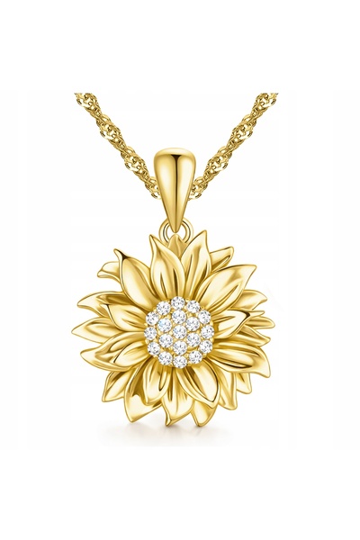 Larezo 925 Silver Necklace Gold Plated, Flower of Life Pendant with Zirconia,...