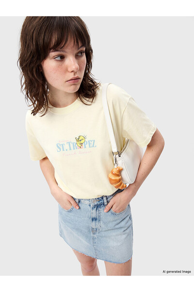 LC Waikiki Yellow Tweety Printed Cotton Women's T-Shirt