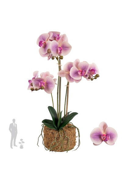 Roberto Rossi Orhidee artificiala roz cu aspect H54 cm cu 3 tulpini