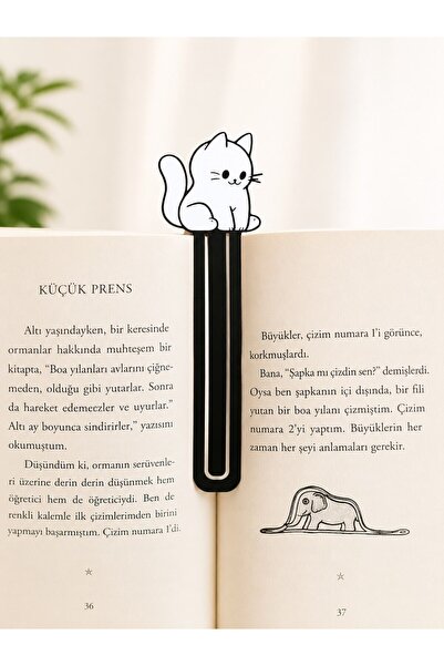 OyuncaklarÜlkesi Black and White Cat Themed White Cute Cat Bookmark for Book ...