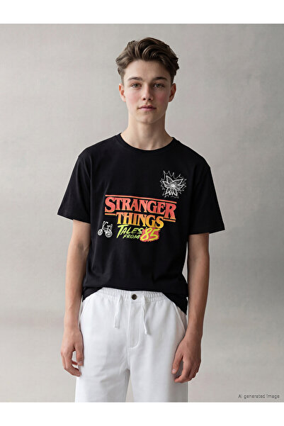 LC Waikiki تي شيرت للأولاد من Peak New Season Stranger Things مطبوع