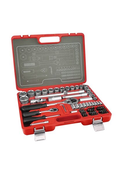 Extol Tool kit, Extol, wrenches, bits, ratchet screwdrivers 1/4 ", 1/2", 75 p...